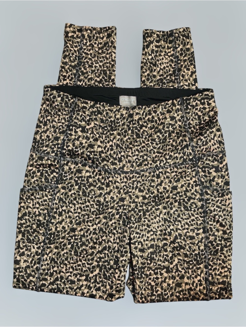 Chico's Zenergy Leggings Subtle Green & Blush Leopard Print 0 S